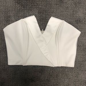 White strapless crop top